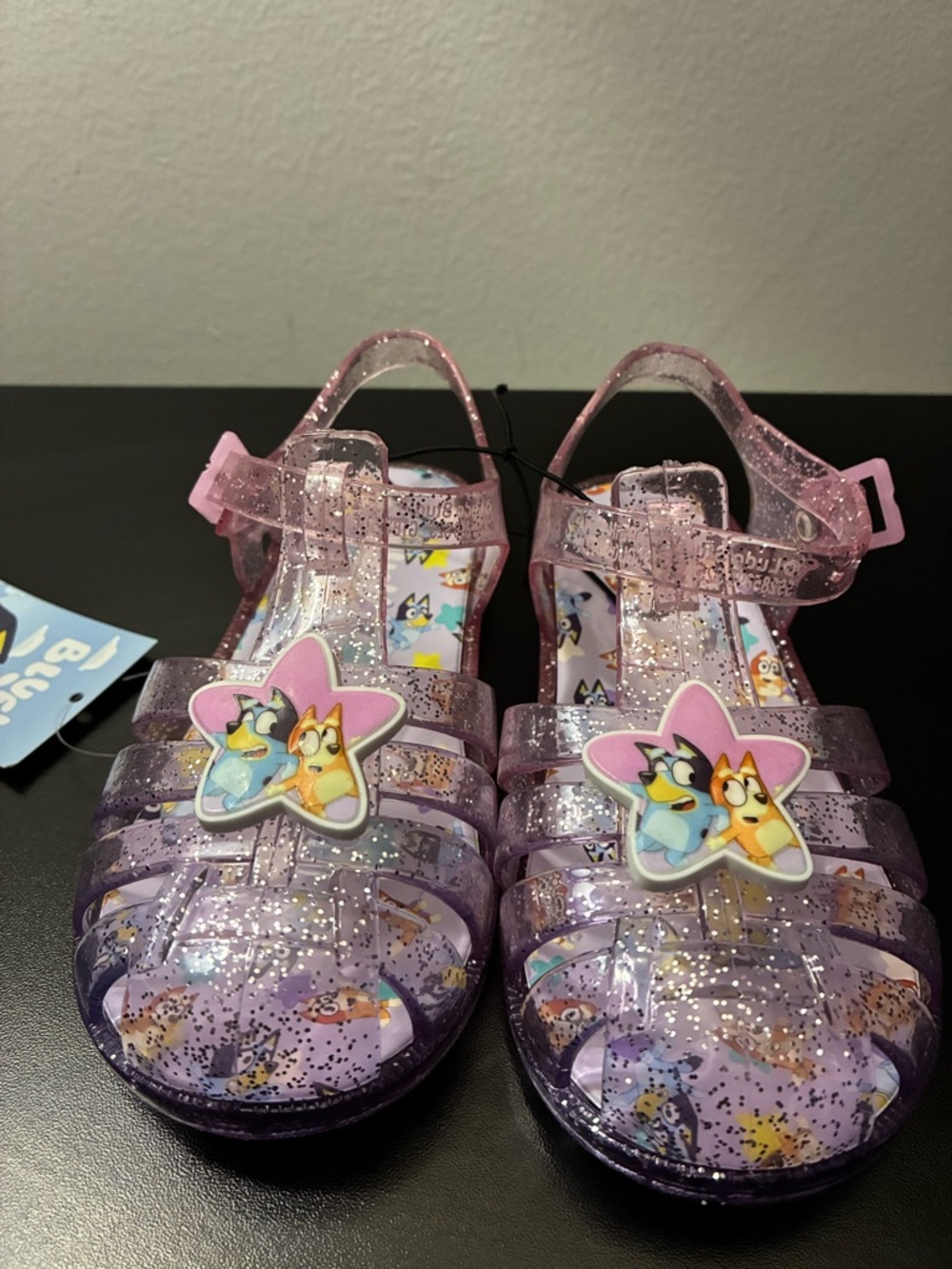 Bluey Purple Glitter Jelly Sandals with Character Star Accent